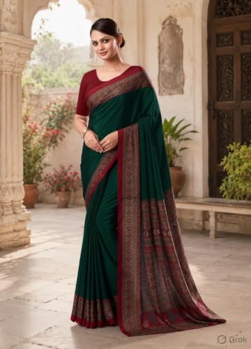 Image of Jaanvi fashion Women's Crepe Silk Saree with Unstitched Blouse Piece | Soft Lightweight Traditional Ethnic Wear Saree for Party, Wedding, Festival