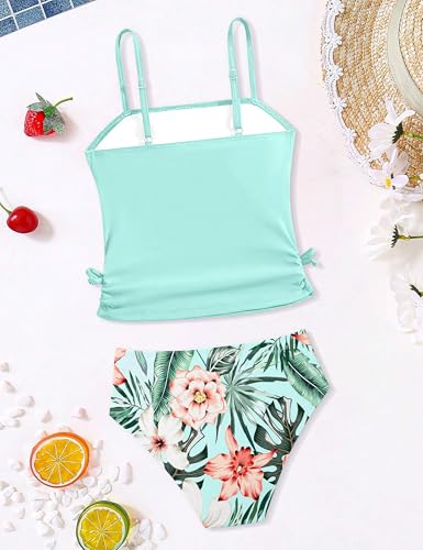 Image of Girls Tankini Swimsuits Two Piece Bathing Suit Drawstring Swimwear Set for Girls 7-18 Years