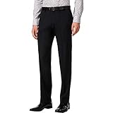 Kenneth Cole Reaction Men's Twill Stretch Modern Fit Flat Front Pant, Black, 38x30