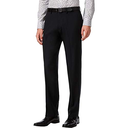 Kenneth Cole REACTION mens Stretch Modern-fit Flat-front dress pants, Black, 38W x 30L US