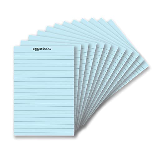 Image of amazon basics Wide Ruled 5X 8 - Inch 50-Sheet Lined Writing Note Pad Blue - Pack Of 12