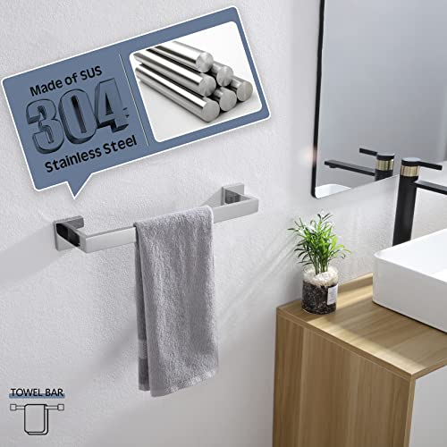 Image of KOKOSIRI 16-Inch Single Towel Bar, Bathroom Kitchen Towel Holder, Wall Mounted SUS304 Stainless Steel Towel Rack, Polished Chrome, B4003CH-L16