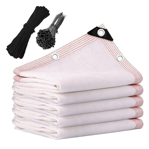 50% White Shade Cloth with Grommets HDPE Shade Net for Garden Greenhouse Mesh Tarp Water Permeable Sunblock Cover for Patio Vegetable Bed Dog Kennel Coop(4x8ft)