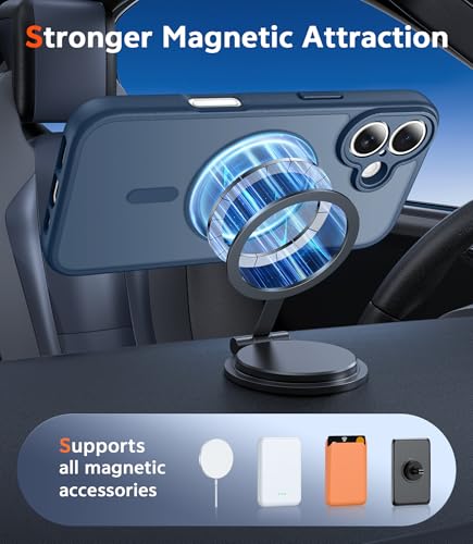 Image of FNTCASE for iPhone 17 Case Matte: Magnetic Phone Cases with Screen Protector Drop Proof Compatible with Magsafe Slim Anti Yellowing Rugged Shockproof Protective Translucent Cell Cover (C-Blue)