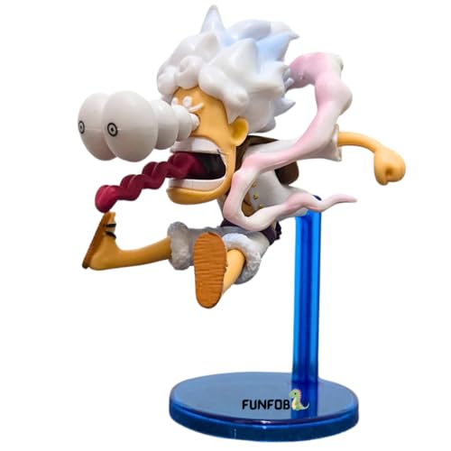Image of Blue Aura Monkey D Luffy Gear 5 Action Figure Height-11cm Mini Version Anime Figure | Luffy Mini Big Eye- Blue Stand