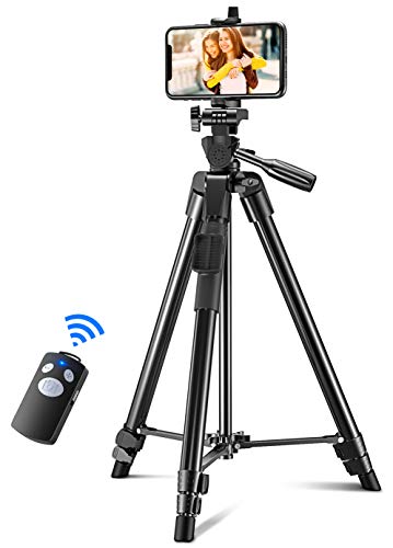 Babacom Phone Tripod, 130cm Extendable Camera Tripod Stand for Video Recording, Tripod with Bluetooth Remote Compatible with iPhone 11 Pro Max/11 Pro/11/XS Max/XS/SE, Galaxy S20/S10/S9, Camera, GoPro