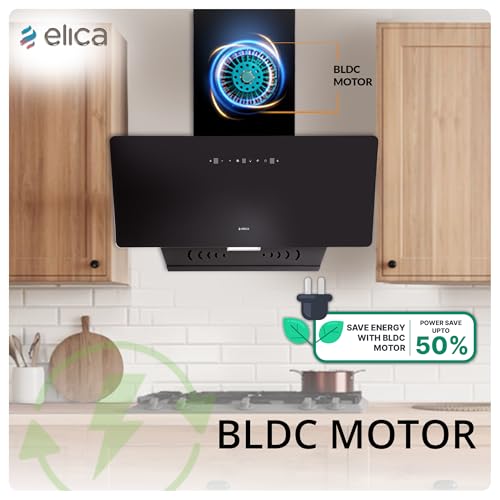 Image of Elica 90cm 1600 m3 /hr BLDC Filterless Autoclean Vertical Kitchen Chimney | Twin Suction Inlets| 15 Years Motor & 5 Years Comprehensive Warranty| KITTY FL 900 BLDC HAC LTW MS NERO |Black| Motion Sensor
