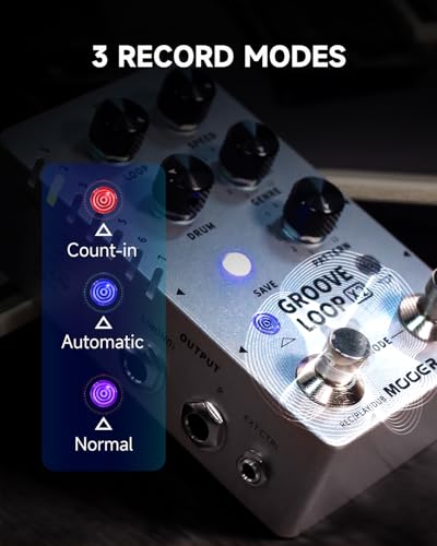 Image of MOOER Groove Looper Pedal Drum Machine Stereo Guitar Loop Recorder Pedals with 140 Minutes Loops 121 Drum Grooves Editor Software (X2)