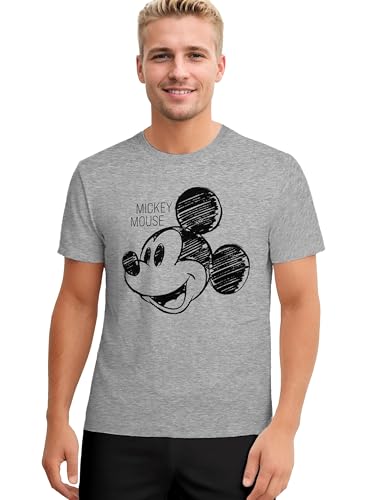 Pijama de Mickey Mouse de Disney para hombre, conjunto de pijama de manga corta con pantalones cortos, gris/negro, Gris y negro., L