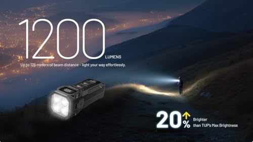 Image of Nitecore TUP2 (Tup 2) 1200 Lumen Rechargeable Metal Keychain Flashlight - Multi-Color Temperature (Warm /Neutral /Cool) EDC Light USB-C Fast Charging Digital Display Lightweight with NSticker (Blue)