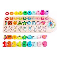 Coozi Wooden Jigsaw Number Puzzle for Kids – Jigsaw Alphabet Letters, Circles Numbers Shapes Clock Toys, Early Learning and Education Toys for Children, Montessori Counting Toys Gift