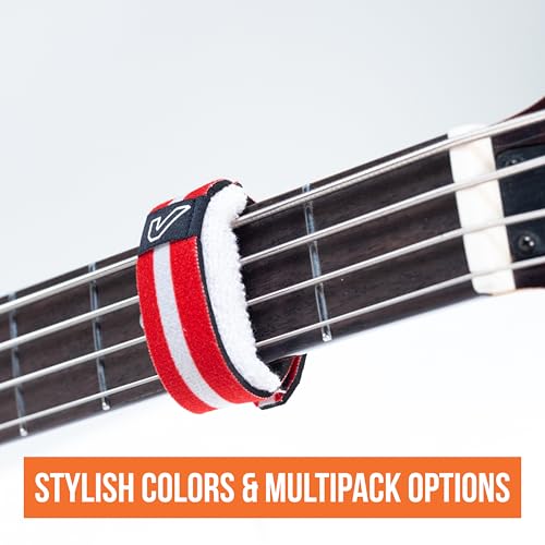 Image of Gruv Gear Fret Wrap & Guitar Mute, Fretwrap for Acoustic, Electric & Bass | String Dampener Recording, Tapping & Practice Accessory (1 Pack, Large Red /White, Fits 6 String Bass, 8 String Guitar)