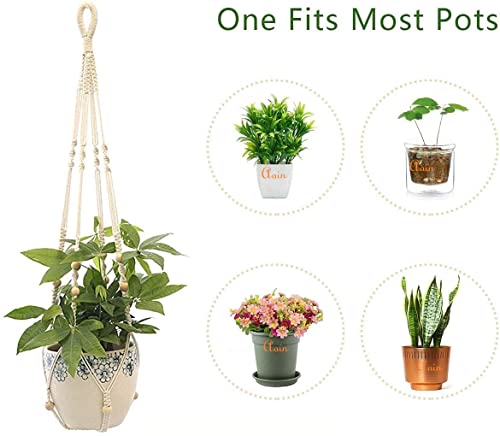 Aain Macrame Cotton Plant Hanger, Ceiling Hook Hanger, Rope Flower Pot Holder For Indoor Outdoor Balcony Garden, Home Decor Flower Planter Hanging Rope [Pack of2] (Off White)