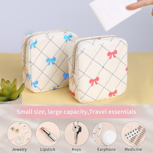 Image of Period Bag for Women - Cute Corduroy Sanitary Napkin Storage Bag with Bow Design | Period Pouch for Daily Use, Travel | Discreet Menstrual Pouch | Pad Bags for Period Holds Pads, Tampons