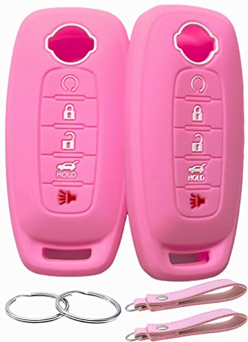 Coque de clé en silicone rose Nissan Pathfinderprotège votre télécommande 5 boutons