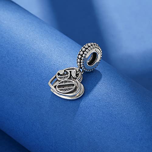 Image of ARTCHARM 16 18 21 30 40 50 60 Meaningful Number Charm 925 Sterling Silver Cubic Zirconia Bead Gift for Happy Birthday Anniversary Mother's Day