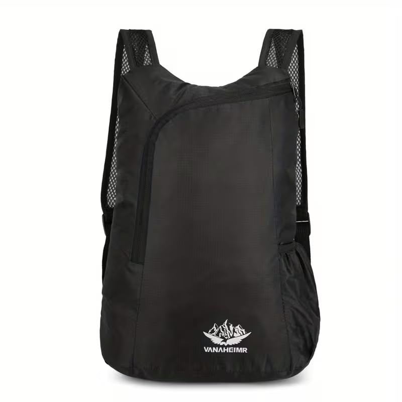 Mochila plegable al aire libre ligera portátil negra