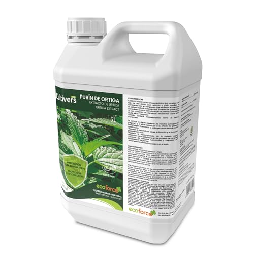 CULTIVERS Purín de Ortiga Ecológico de 5 L. Súper concentrado. Acción Insecticida, Fungicida, Acaricida. Corrige la clorosis férrica. Control de Plagas y Hongos Sustancia Básica Natural. Poder