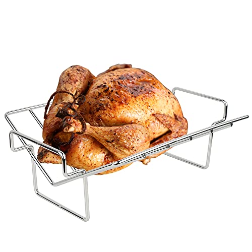 DOLAMOTY Stainless Steel Turkey Roasting V Rack 14.2x10x4.7 inch, Rib Racks for Smoking and...