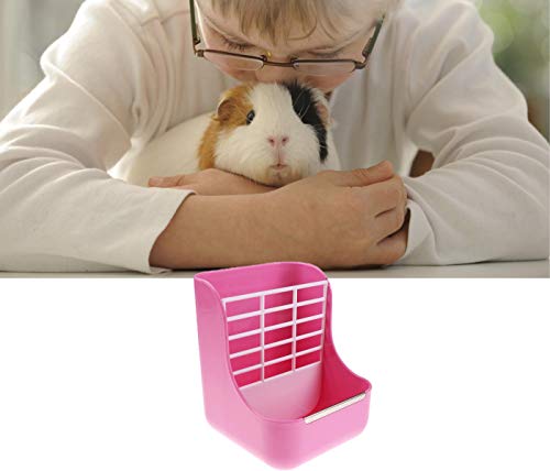 STTQYB Hay Feeder, 2 in 1 Hay Food Bin Feeder for Small Animals Food hay Feeder for Rabbit, Guinea Pig (1 Pack, Pink) - Thumbnail 3