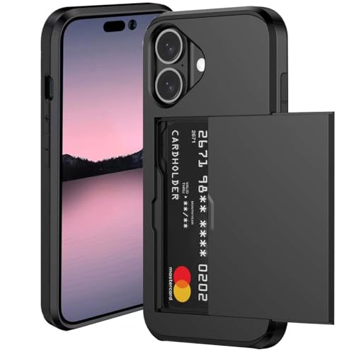 Cesryorsis pour iPhone 16 Coque avec Porte-Carte, Silicone TPU étui de téléphone, Ultra Mince, Souple, Antichoc Housse de Protection，Bumper Cover for iPhone 16