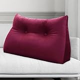 VERCART 背もたれ ウェッジ の読書 枕 腰枕 装飾標準サイズヘッドボードバックサポートエレベーションポジショニング寮の客室用多用途クッションデイベッド取り外し可能で洗えるカバー付き ベルベット 60CM レッド ワイン