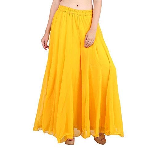 Shararat Women's Georgette Palazzo Bottom|| Featured in Shark Tank India ||, Yellow, Free Size