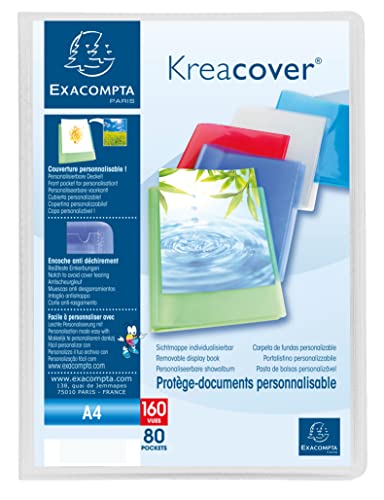 Exacompta - Réf. 5788E - 1 Protège-documents Kreacover Chromaline - 80 pochettes cristal lisse - 160 vues - pour A4 - dim 24 x 32 cm - couverture en polypro...