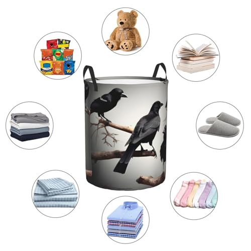 Panier à linge imperméable grand format imprimé oiseaux corbeau - 7
