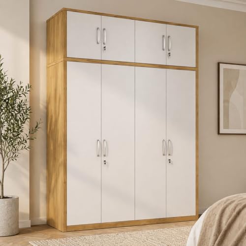 Image of 4 Door Wardrobe with loft for Bedroom with Multiple Shelves and Ample Storage