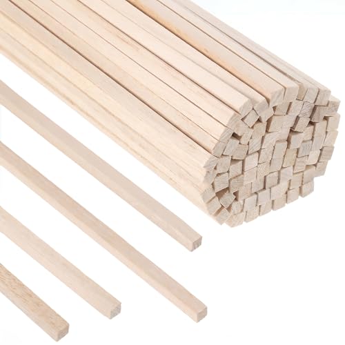 Barsha Space Balsa Wood Strips 80 Pcs 1/4 x 1/4 x 12 Inch Unfinished Soft Wood Sticks for Model Airplane STEM Bridge Building & DIY Crafts (6x6x305mm)