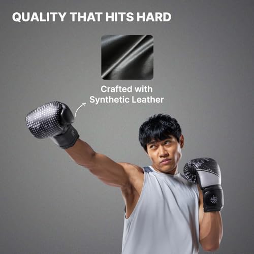 Image of Cult Premium Leather Boxing Gloves for Men & Women - 8 Oz High-Density PU Padding, Wrist Support & Antimicrobial Lining - Ideal for Boxing, Kickboxing, Muay Thai & MMA - Grey