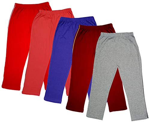 Image of IndiWeaves Girls Super Soft Cotton Solid 3 4th Leggings /Capris (Multicolor32,) Pack of 5