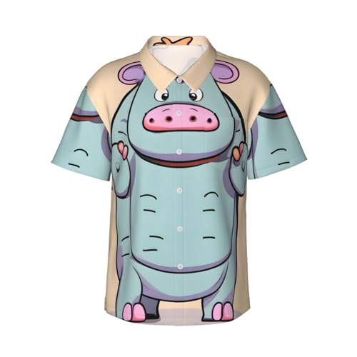 Chemise de vacances homme contre la chaleur : ensemble short boutonné hippopotame