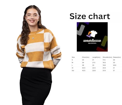 Image of Wear lusso Women's Round Neck Colour Block Sweater | 100% Wool Pullover | Full Sleeve Soft & Stylish Winter Wear for Women & Girls
