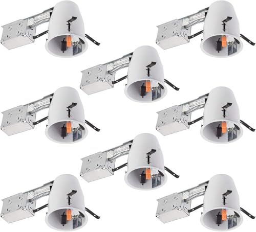 LUMINOSUM 4 Inch Remodel Recessed Lighting Housing, IC Rated Air Tight Ceiling Can with J-Box, TP24 Connector and E26 Socket, UL-Listed Easy Install, 8-Pack