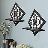 sxnzequnze 16 Inch Rustic Floating Shelves Set of 2 Wood Mirrored Shelves Wall Mounted Farmhouse Hom