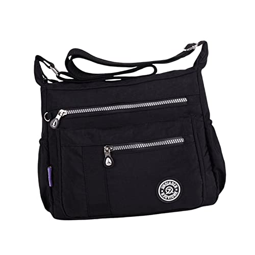 Pochette bandoulière sac nylon léger imperméable avec compartiments internes zippés