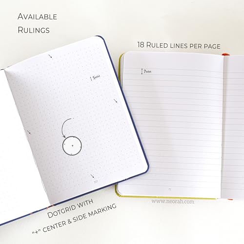 Image of NEORAH -B6 DOTTED | 368 Pages - 110 Gsm | PAGE A DAY JOURNAL (17.5 X 12.5 cm)-Hardcover Dot Grid Notebook |Back Pocket |3 Silk Book Mark - Completely HANDMADE for Journaling,writing - YELLOW