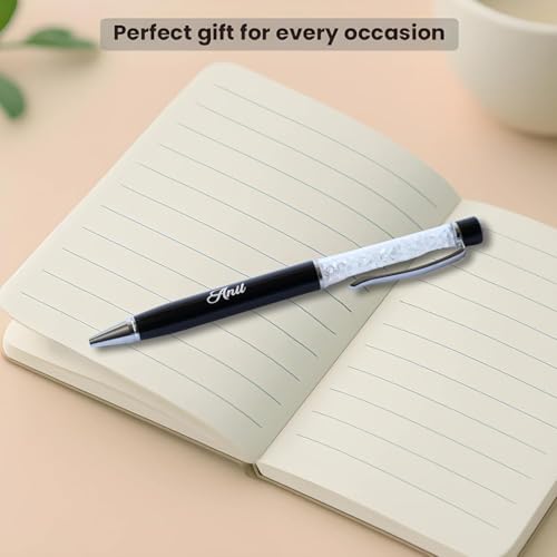 Image of Personalized Pen with Name Engraved I Metal Classy Customized Roller Ball Pens I Comfortable to Hold & Write I Gift for Men & Women Birthday Corporate Gifting (Crsystal Pen)