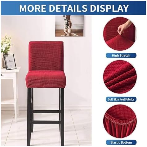 6-Pack Removable Washable Bar Stool Covers, Pub Chair Slipcovers for Counter Chairs, Durable Furniture Protection, Stylish Barstool Slipcovers