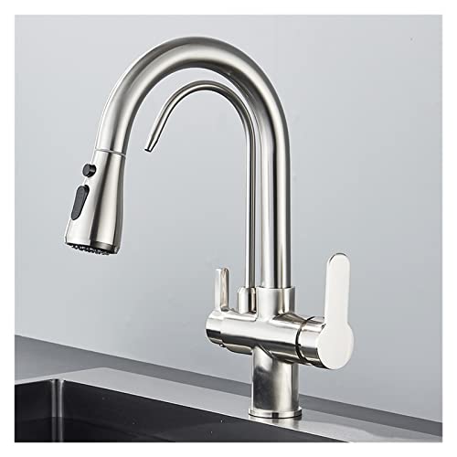 Cuisine de traction mitigeur 3 voies rotatif noir mat robinet filtre eau