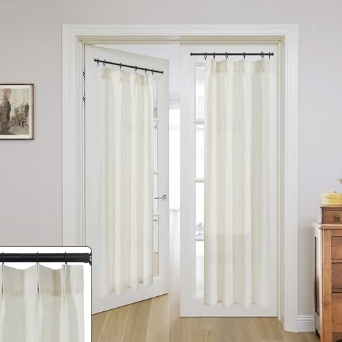 French Door Curtain Panel,Sheer Privacy Patio Door Curtain Linen Boho