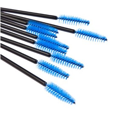 JOVANA 50 Pcs Disposable Eyelash Black Mascara Wand Applicator Brush Cosmetic Eye Wands Brush Makeup Applicators (Blue)