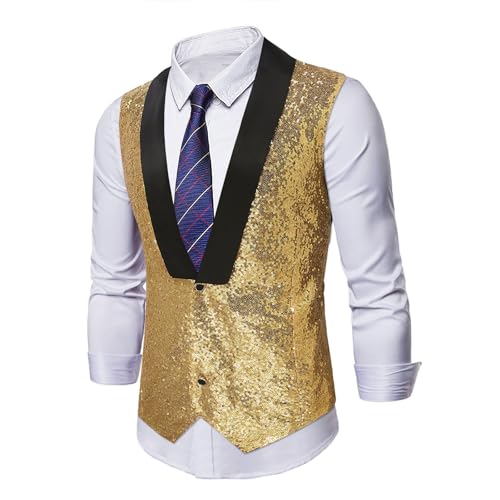 Suit Vest for Men - Mens Sequin Prom Suits Vests Tuxedo Dinner Party V Neck Slim Fit Waistcoats2