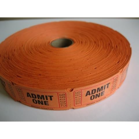 2000 Orange Admit One Single Roll Consecutively Numbered Raffle Tickets Model: 2000 Orange Admit One Office Supply Store Cover