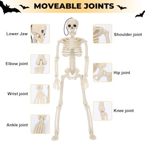 16" Halloween Skeleton Decorations with Posable Joints, 5Pcs - image 2
