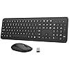 Combo de teclado y mouse inalámbricos, teclado ergonómico silencioso de tamaño completo y mouse óptico, batería de larga duración, teclado de mouse inalámbrico sin retrasos de 2.4 GHz para computadora