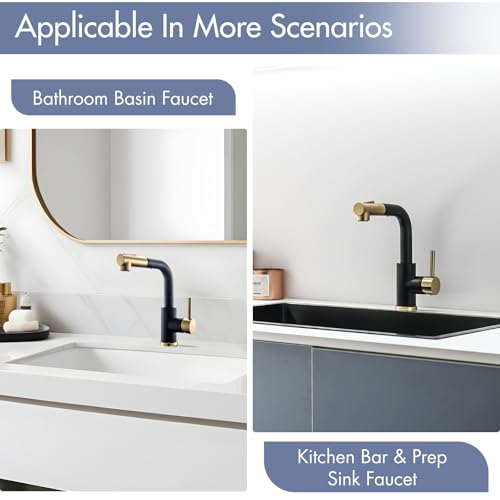 Image of GIMILI Bar Sink Faucet Black and Gold Single Hole
