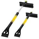 Aoreun Eiskratzer Auto mit Besen, 2 in 1 Versenkbare Abnehmbarer Multifunktionale Schneebesen Auto, 360° Bürstenkopf Eisschaber für Autos Truck SUV Windschutzscheibe - 80cm